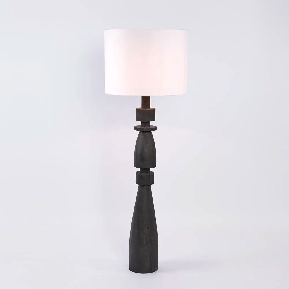 Magnus Wood Floor Lamp Black Base With White Shade - MRDLMP0060BK