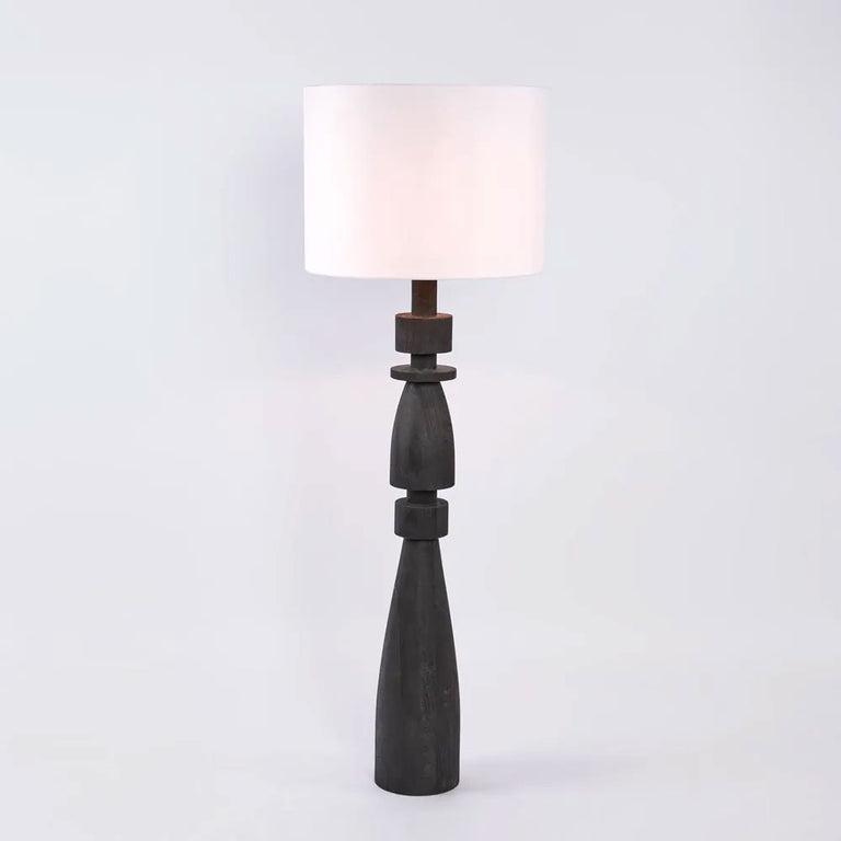 Magnus Wood Floor Lamp Black Base With White Shade - MRDLMP0060BK