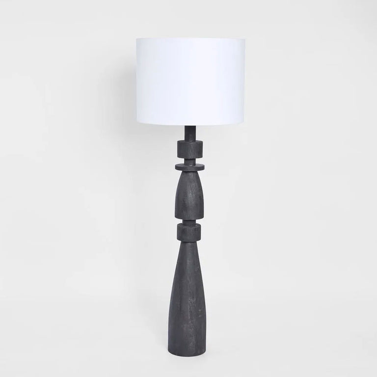 Magnus Wood Floor Lamp Black Base With White Shade - MRDLMP0060BK