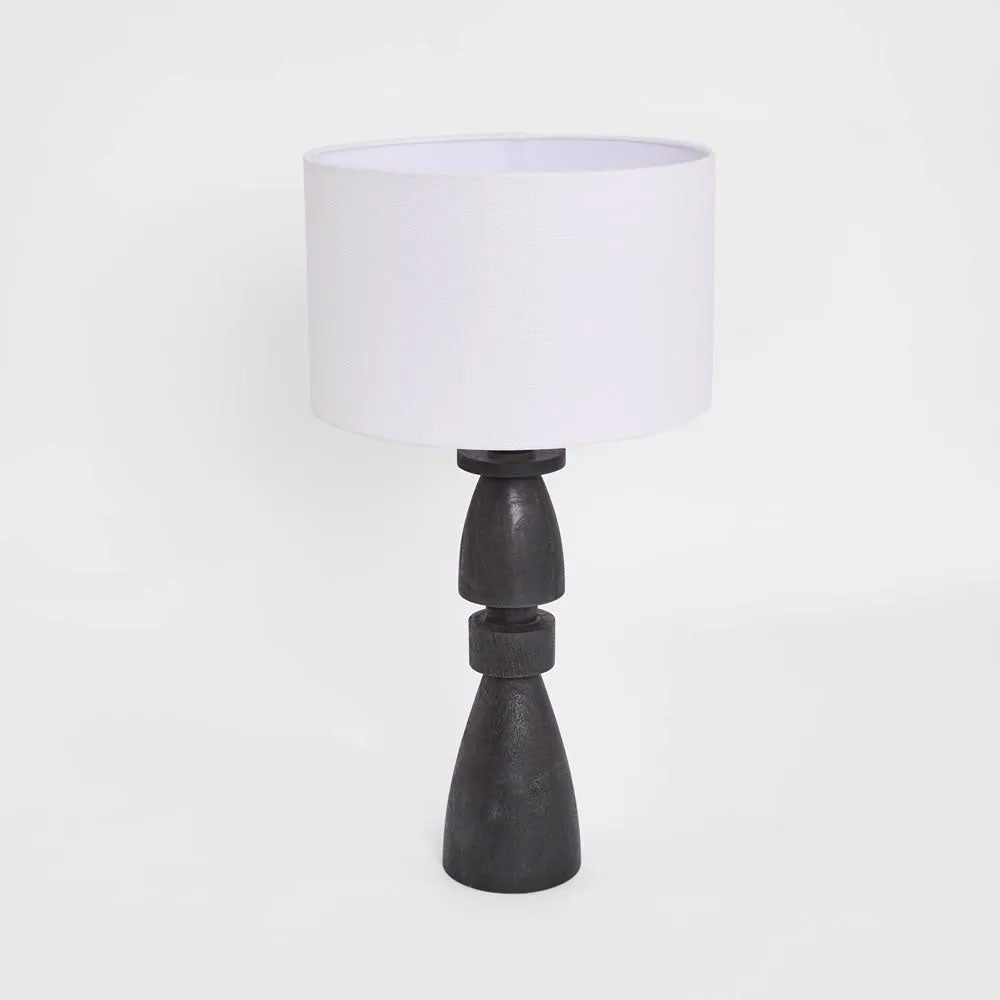 Magnus Wood Table Lamp Black Base With White Shade - MRDLMP0062BK
