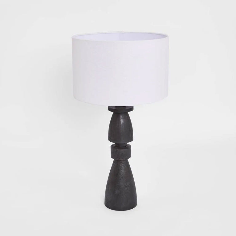 Magnus Wood Table Lamp Black Base With White Shade - MRDLMP0062BK