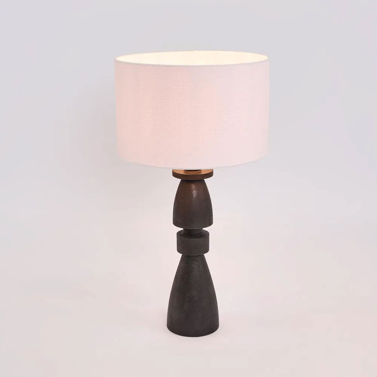Magnus Wood Table Lamp Black Base With White Shade - MRDLMP0062BK
