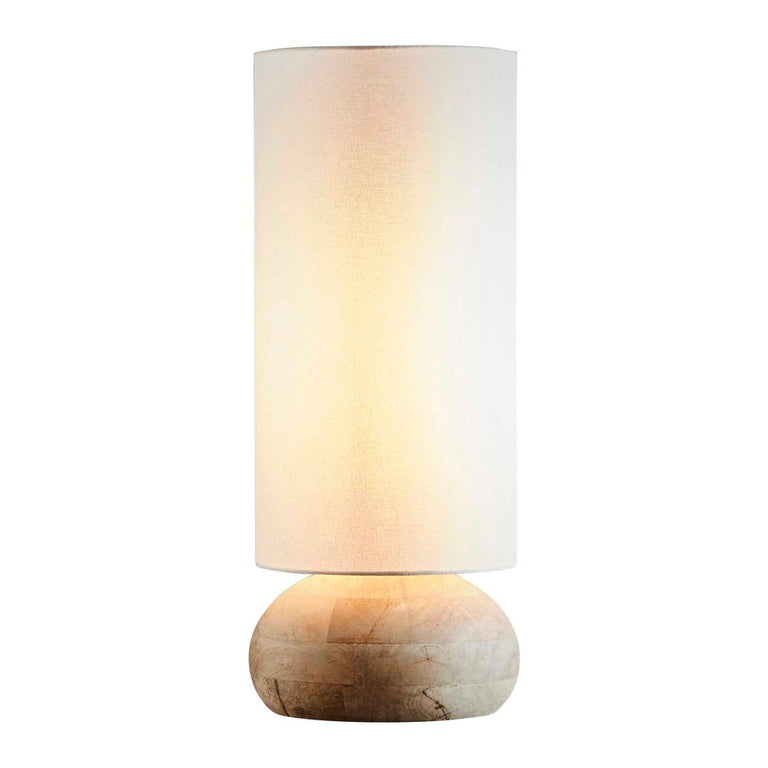 Pebble Turned Wood Table Lamp Large Natural With Shade - KITZAF10385