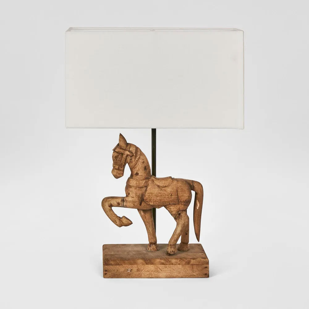 Clyde Wooden Horse Table Lamp Large Weather Barn - KITZAF14149A