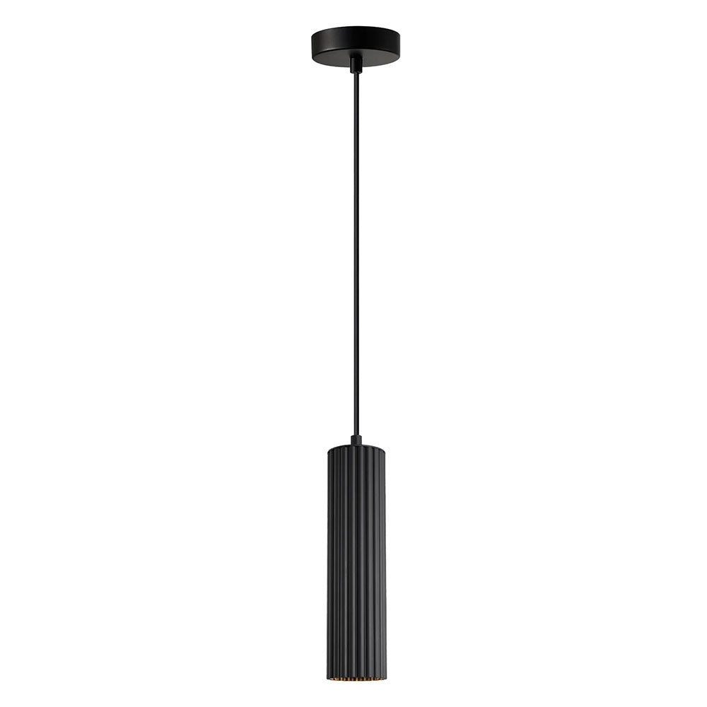 Kolonne Ribbed Cylinder GU10 Pendant Black - KOLONNE1