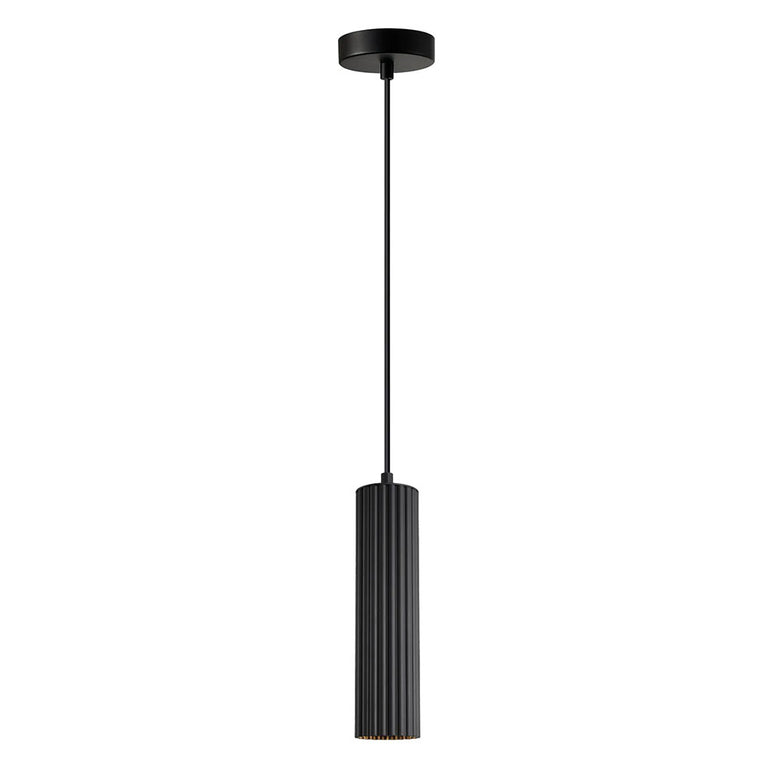 Kolonne Ribbed Cylinder GU10 Pendant Black - KOLONNE1