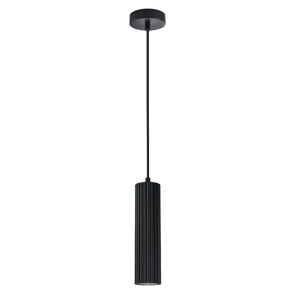 Kolonne Ribbed Cylinder GU10 Pendant Black - KOLONNE1