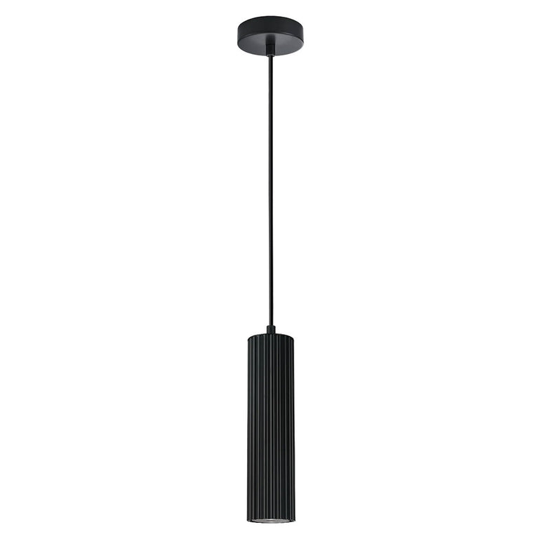 Kolonne Ribbed Cylinder GU10 Pendant Black - KOLONNE1