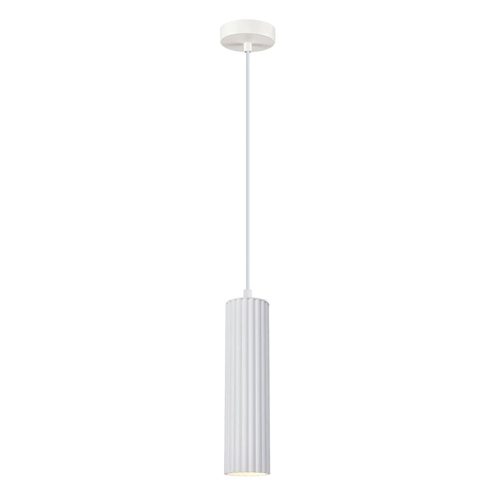 Kolonne Ribbed Cylinder GU10 Pendant White - KOLONNE2