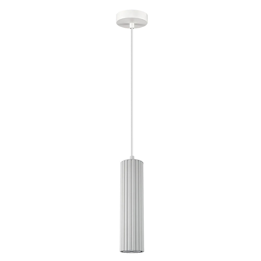 Kolonne Ribbed Cylinder GU10 Pendant White - KOLONNE2