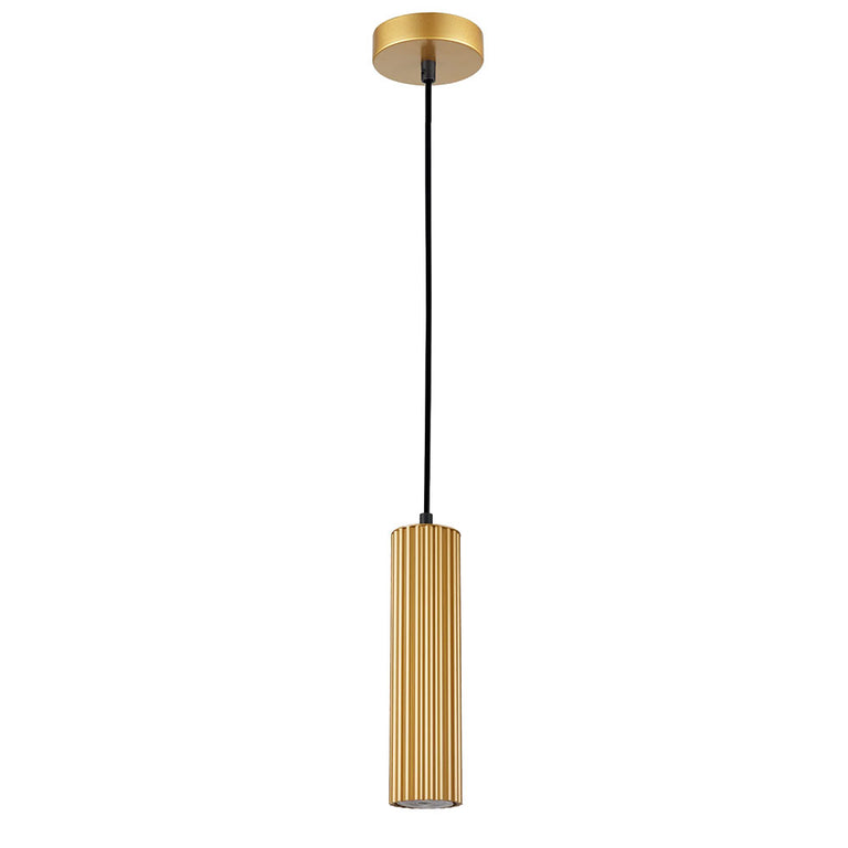 Kolonne Ribbed Cylinder GU10 Pendant Gold - KOLONNE3