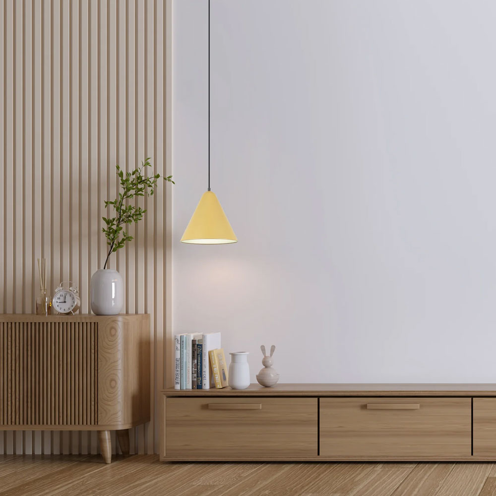 Interior Iron Shade With Frosted Diffuser Pendant Mustard Yellow - KONUS1