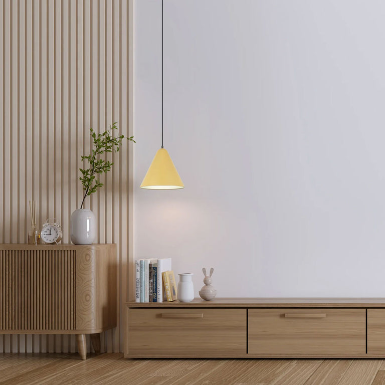 Interior Iron Shade With Frosted Diffuser Pendant Mustard Yellow - KONUS1