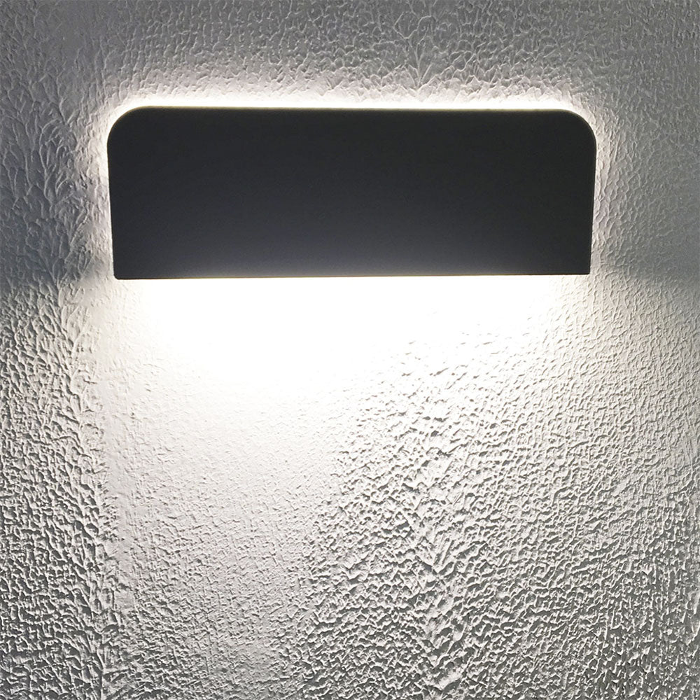 Rectangular 240V 10W LED Wall Light Dark Grey / Warm White - KUK1