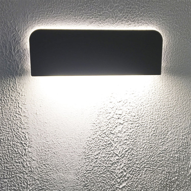 Rectangular 240V 10W LED Wall Light Dark Grey / Warm White - KUK1