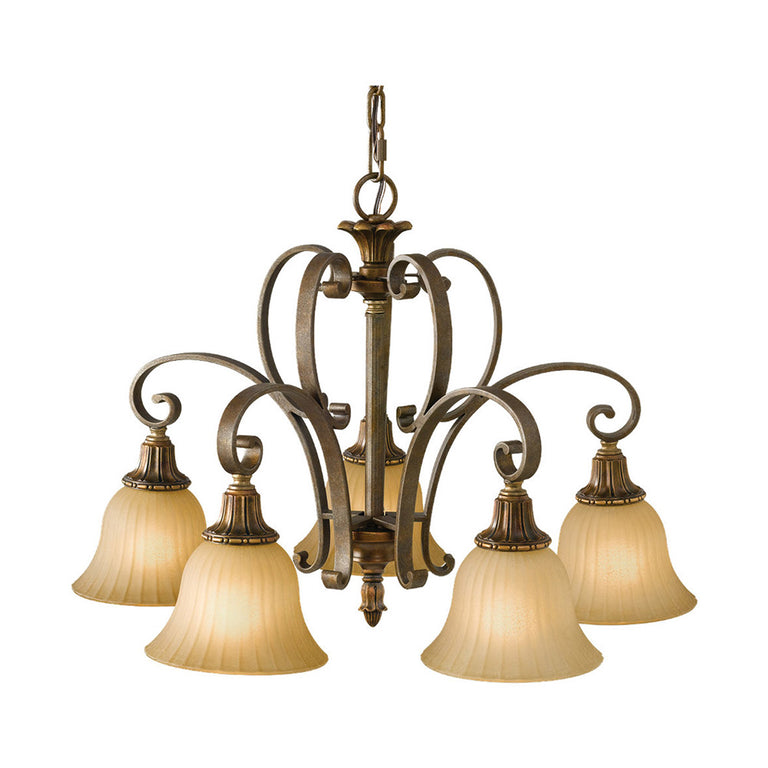 Kelham Hall Down 5 Light Chandelier Firenze Gold/British Bronze - FE-KELHAM-HALL-DN5LT