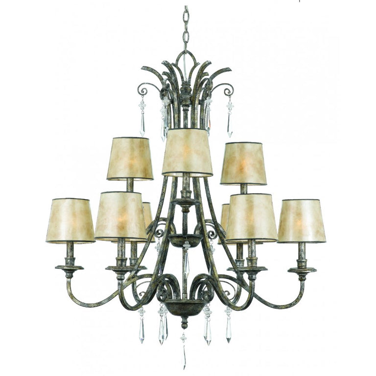 Kendra 9 Light Chandelier Mottled Silver/Oyster Mica - QZ-KENDRA9
