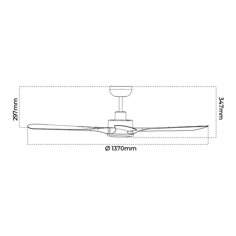 Keppel 54" DC 3 Blade Ceiling Fan With LED Light White - KEPPEL/54/LT/WH