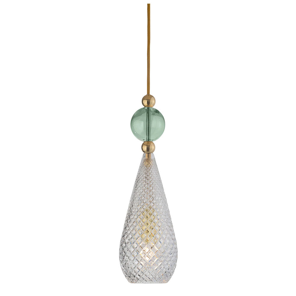 Smykke Medium Gold Pendant Crystal Pattern / Forest Green Ball - LA101154