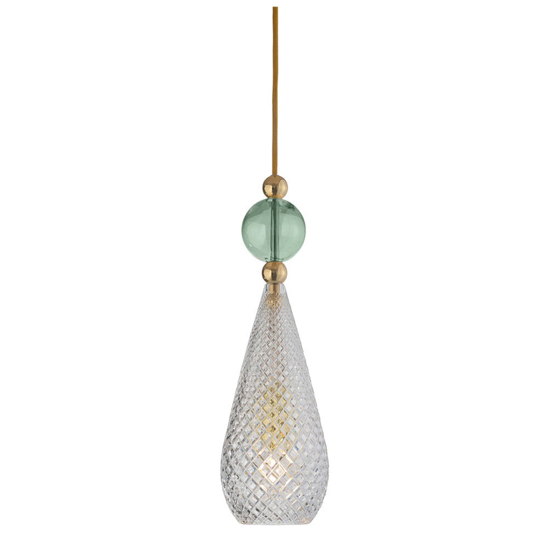 Smykke Medium Gold Pendant Crystal Pattern / Forest Green Ball - LA101154