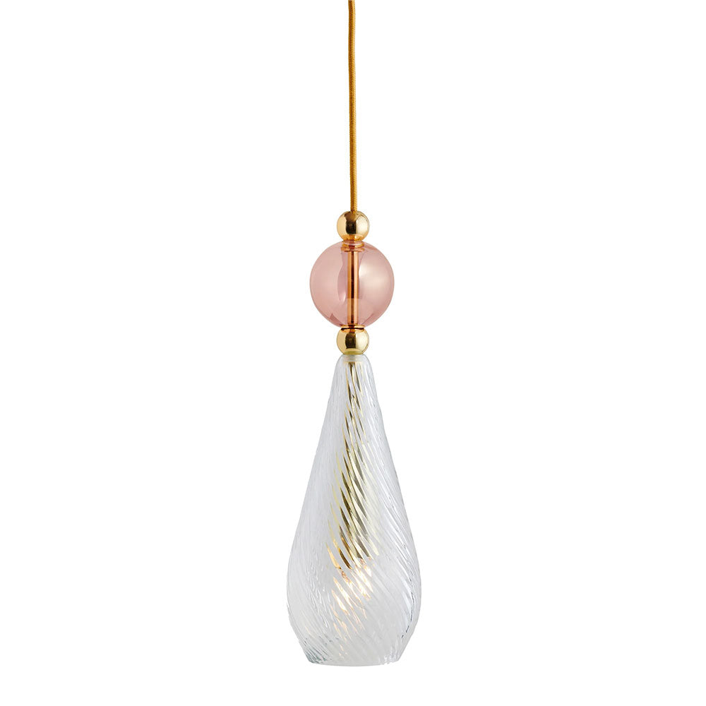 Smykke Medium Gold Pendant Crystal Swirl / Obsidian Ball - LA101172