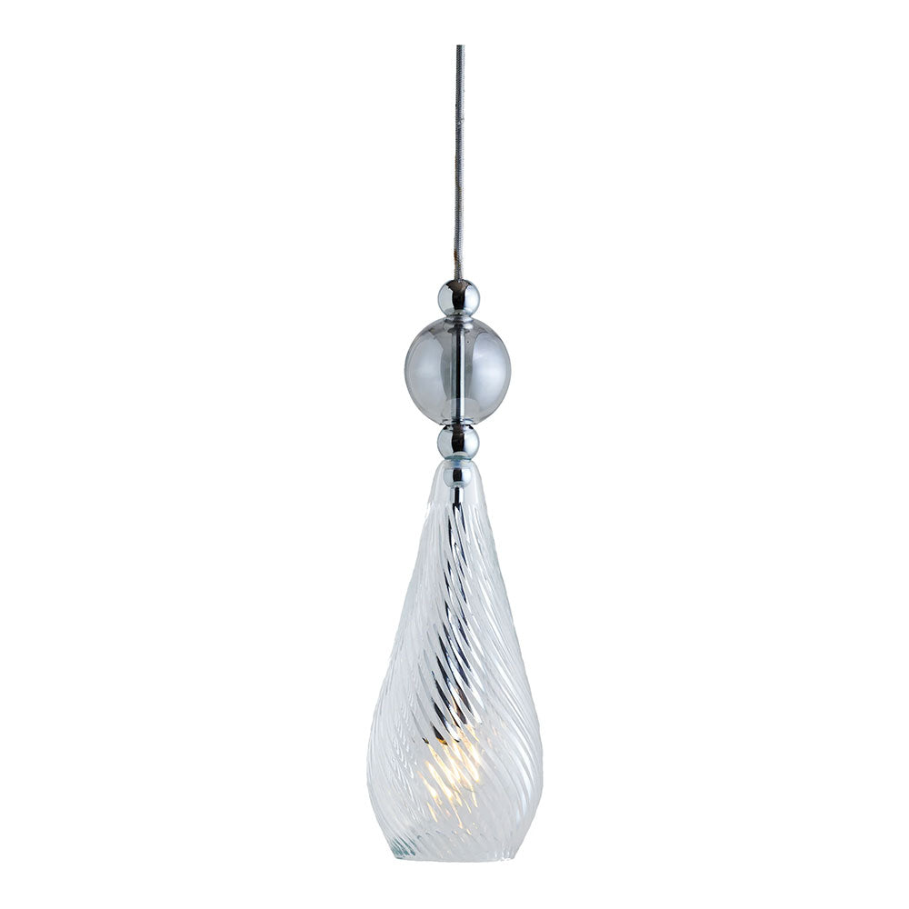 Smykke Medium Silver Pendant Crystal Swirl / Smokey Grey Ball - LA101174