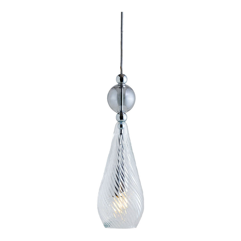 Smykke Medium Silver Pendant Crystal Swirl / Smokey Grey Ball - LA101174