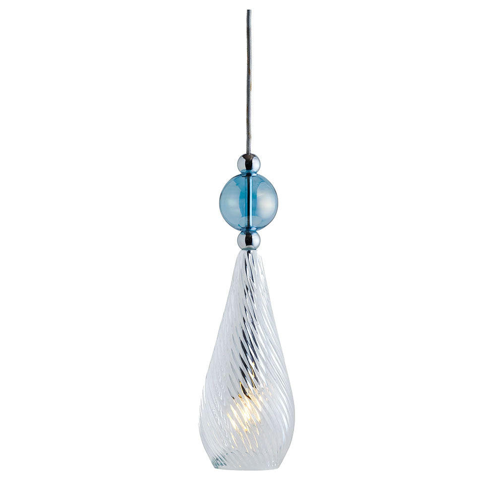 Smykke Medium Silver Pendant Crystal Swirl / Topaz Blue Ball - LA101183
