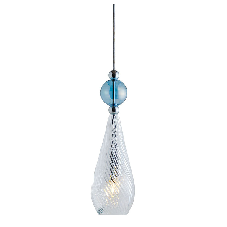Smykke Medium Silver Pendant Crystal Swirl / Topaz Blue Ball - LA101183