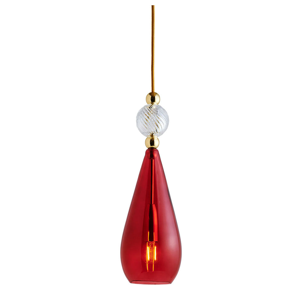 Smykke Medium Gold Pendant Ruby / Crystal Swirl Ball - LA101187