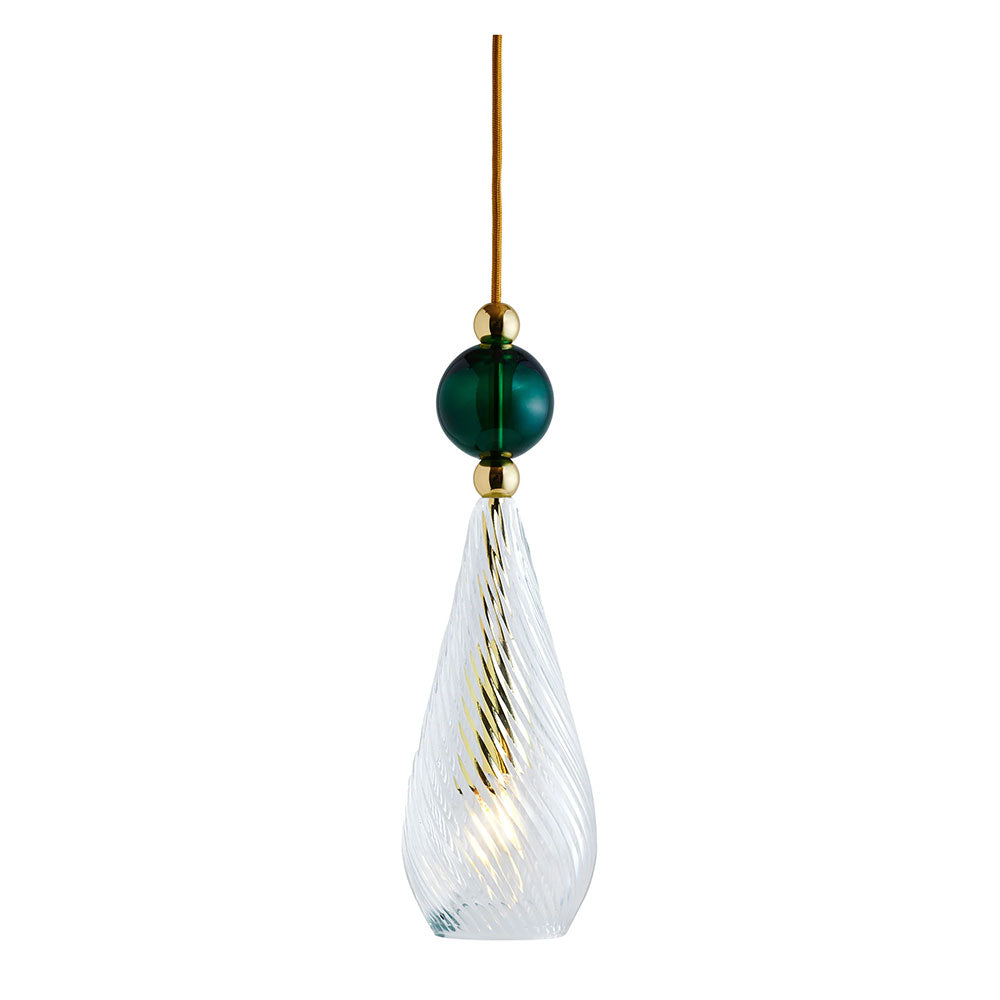 Smykke Medium Gold Pendant Crystal Swirl / Ivy Green Ball - LA101189