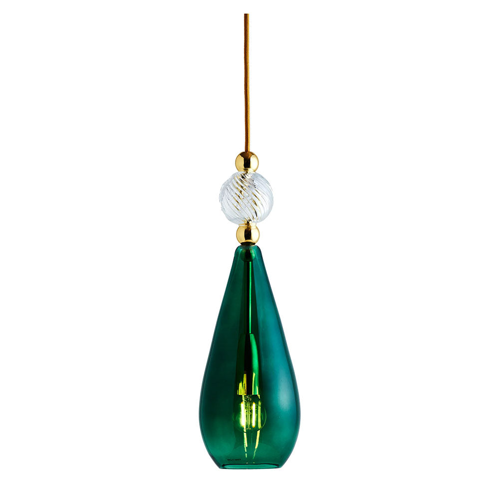 Smykke Medium Gold Pendant Ivy Green / Crystal Swirl Ball - LA101191