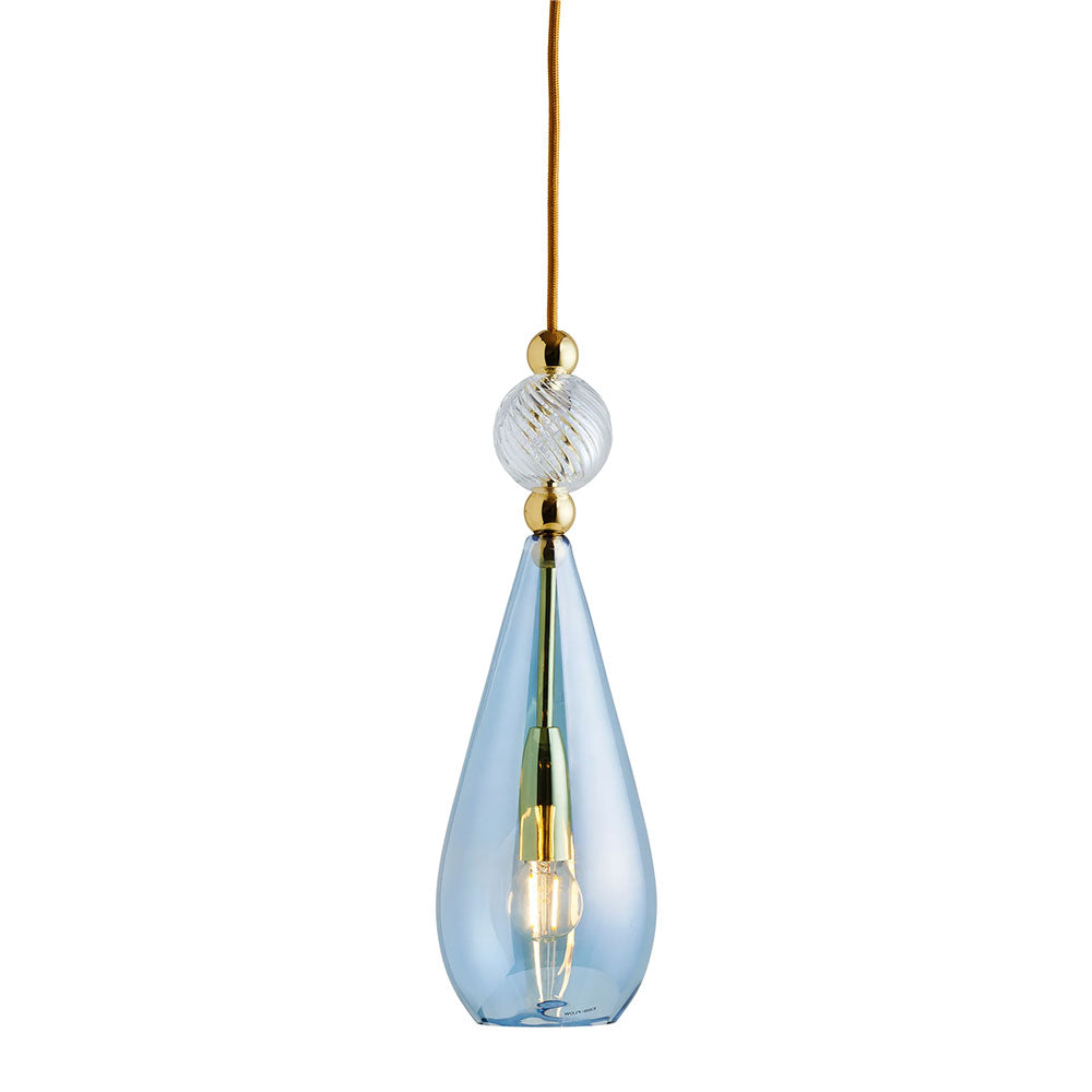 Smykke Medium Gold Pendant Topaz Blue / Crystal Swirl Ball - LA101193