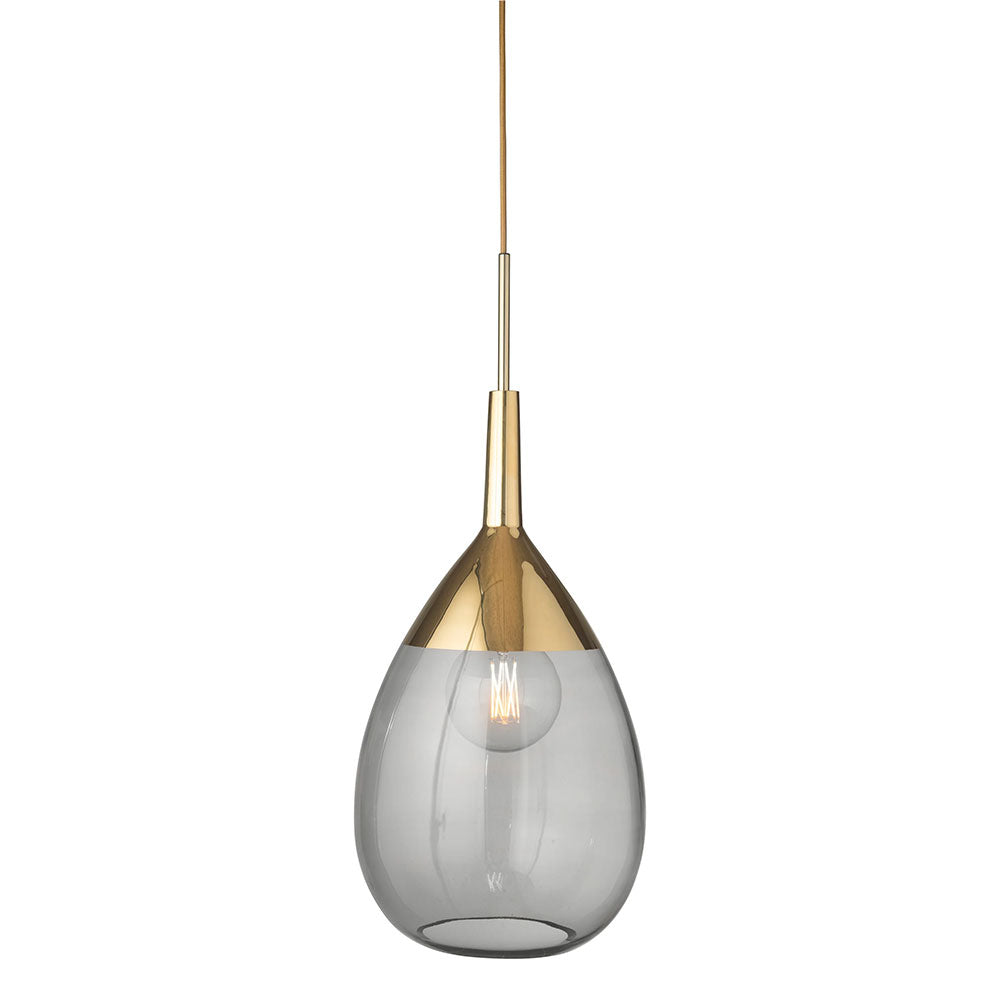 Lute Extra Large Pendant Smokey Grey / Gold - LA101386