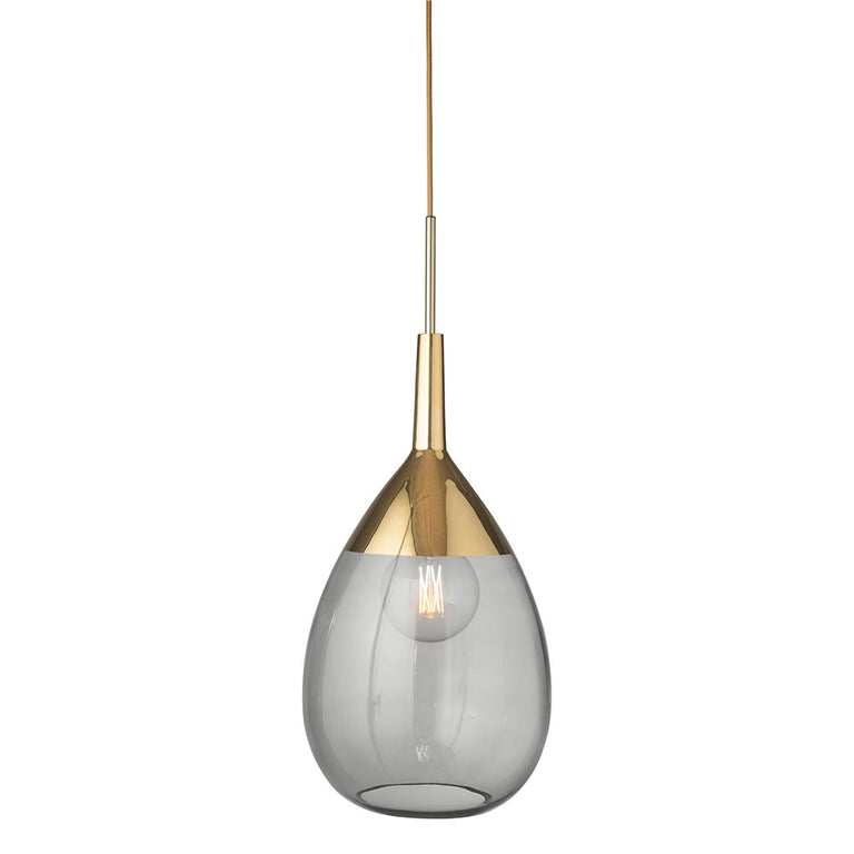 Lute Extra Large Pendant Smokey Grey / Gold - LA101386