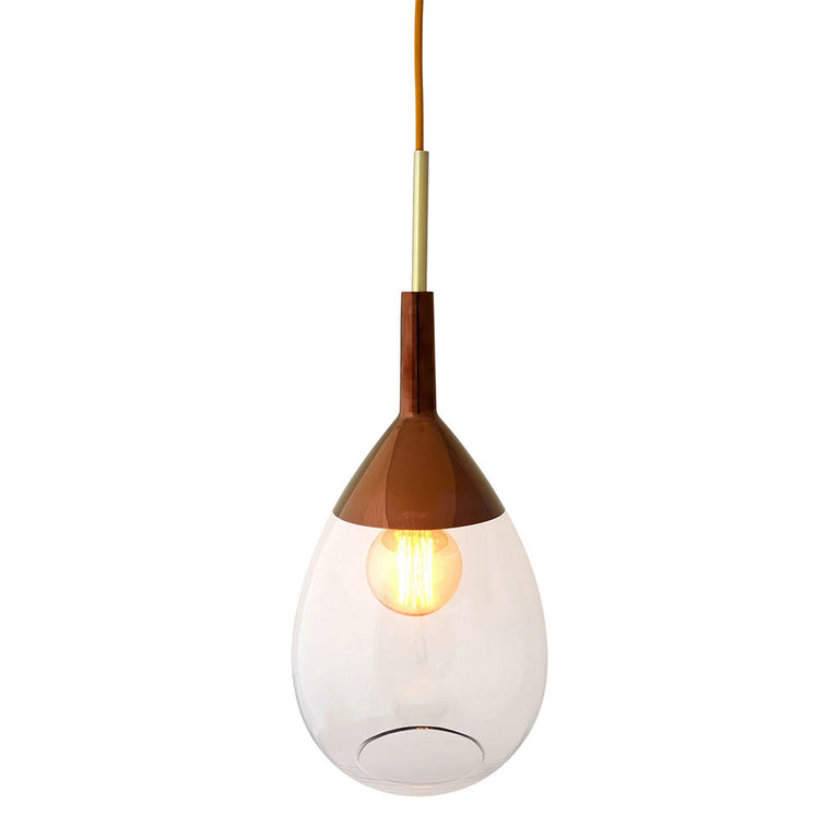 Lute Medium Pendant Bright Clear / Copper - LA101408