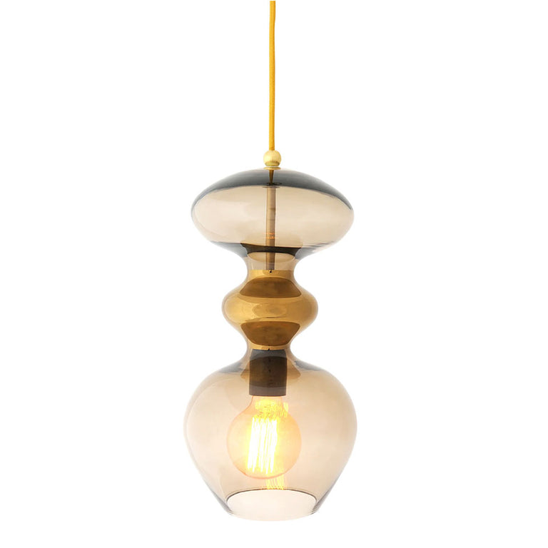 Futura Medium Pendant Gold / Chestnut Brown - LA101412