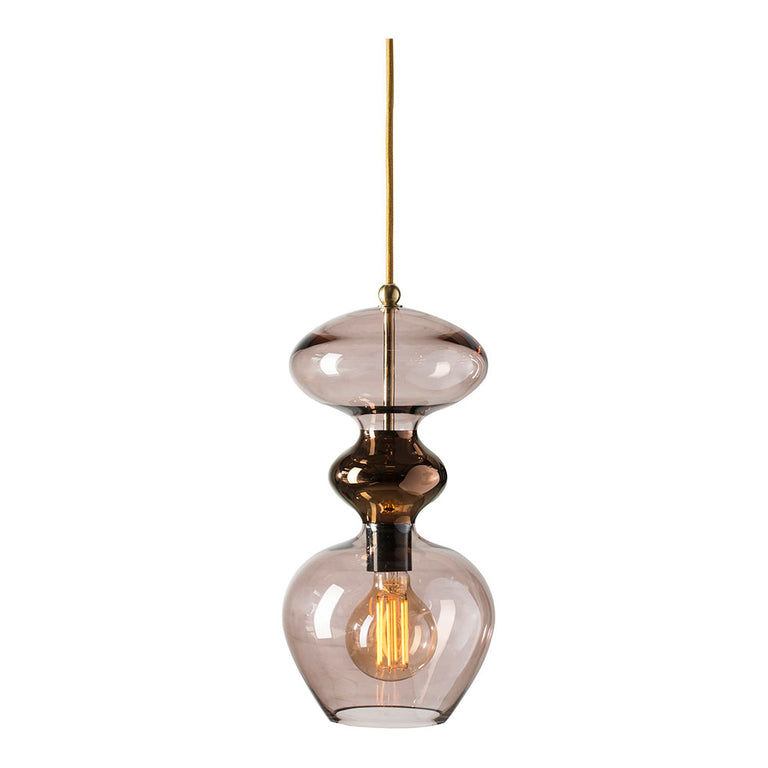 Futura Medium Pendant Gold / Obsidian - LA101431