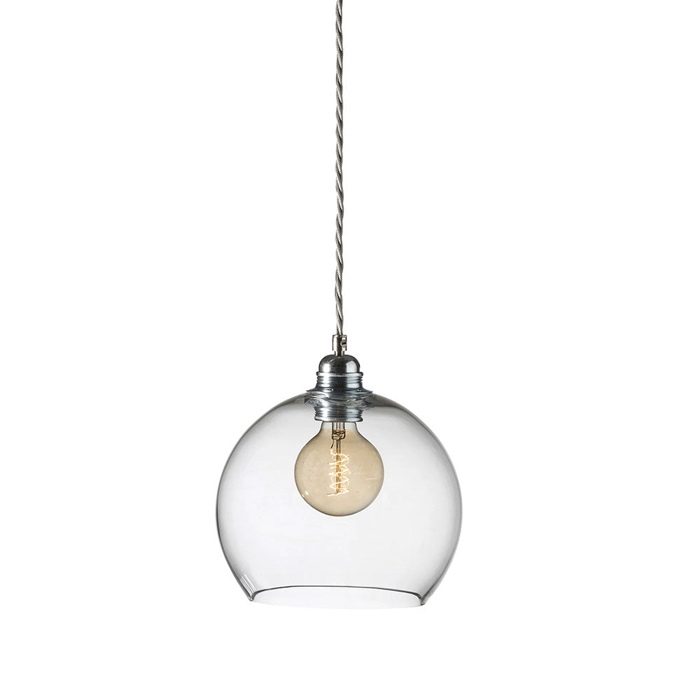 Rowan Medium Pendant Matt Silver / Clear - LA101612
