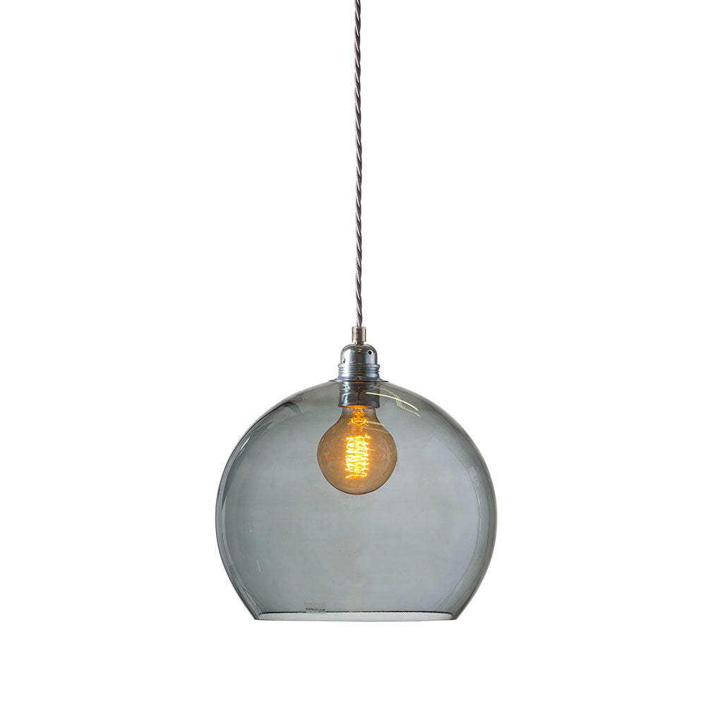 Rowan Large Pendant Matt Silver / Smokey Grey - LA101632
