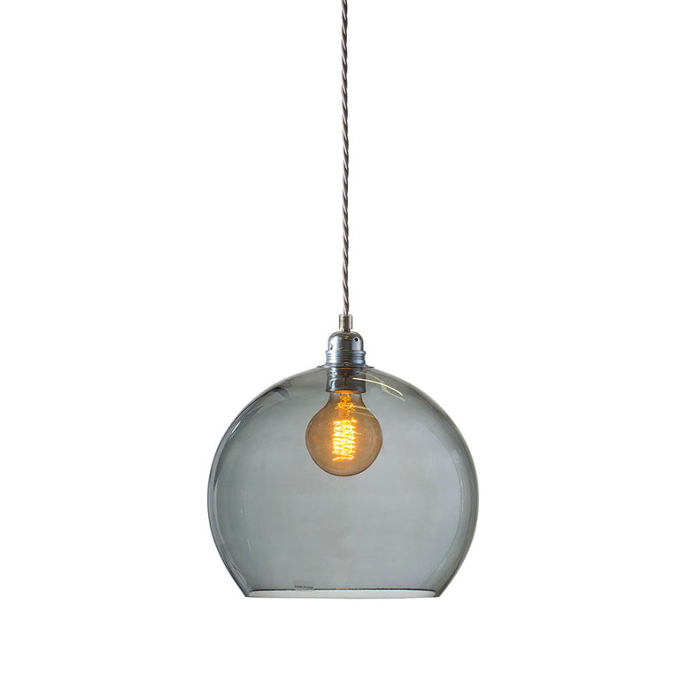 Rowan Large Pendant Matt Silver / Smokey Grey - LA101632