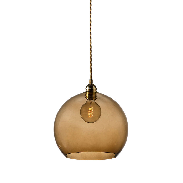 Rowan Large Pendant Matt Gold / Chestnut Brown - LA101634