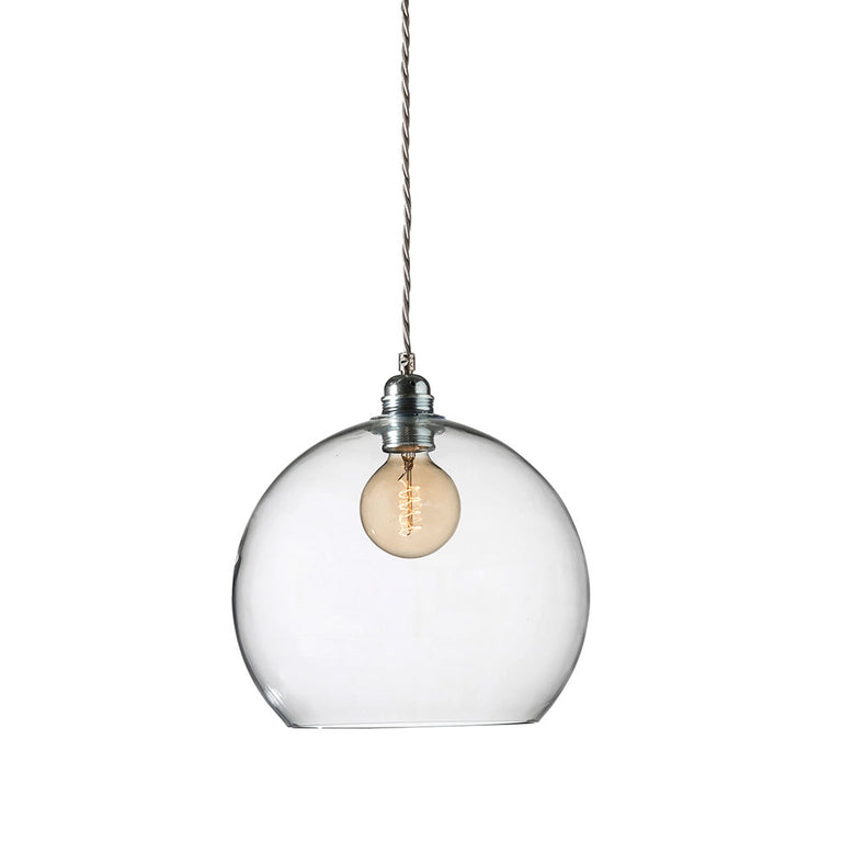 Rowan Large Pendant Matt Silver / Clear - LA101636