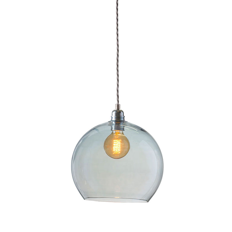 Rowan Large Pendant Matt Silver / Topaz Blue - LA101638