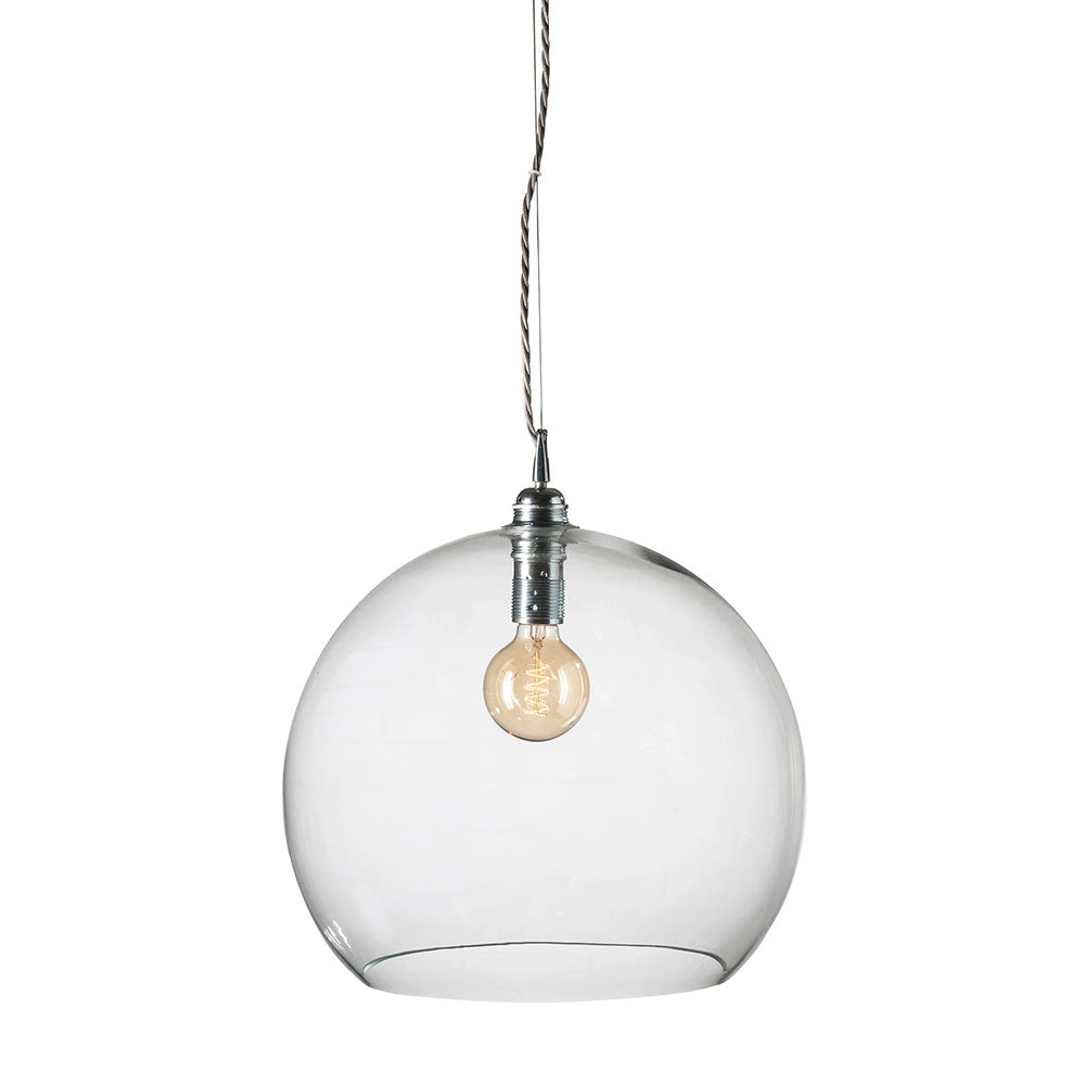 Rowan Extra Large Pendant Matt Silver / Clear - LA101758