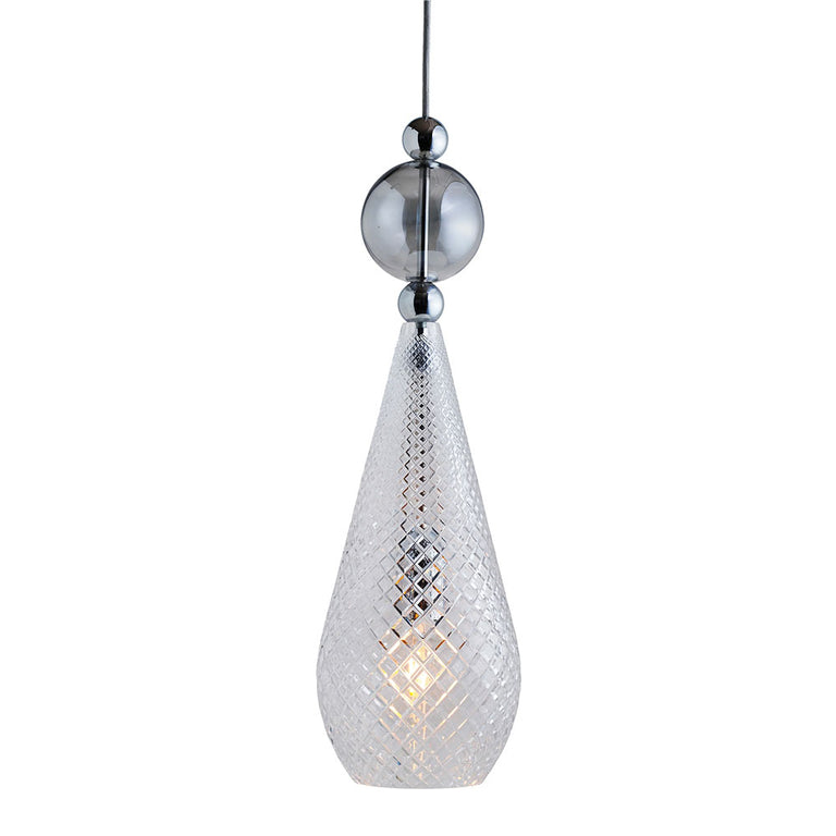 Smykke Large Silver Pendant Crystal Pattern / Smokey Grey Ball - LA101880