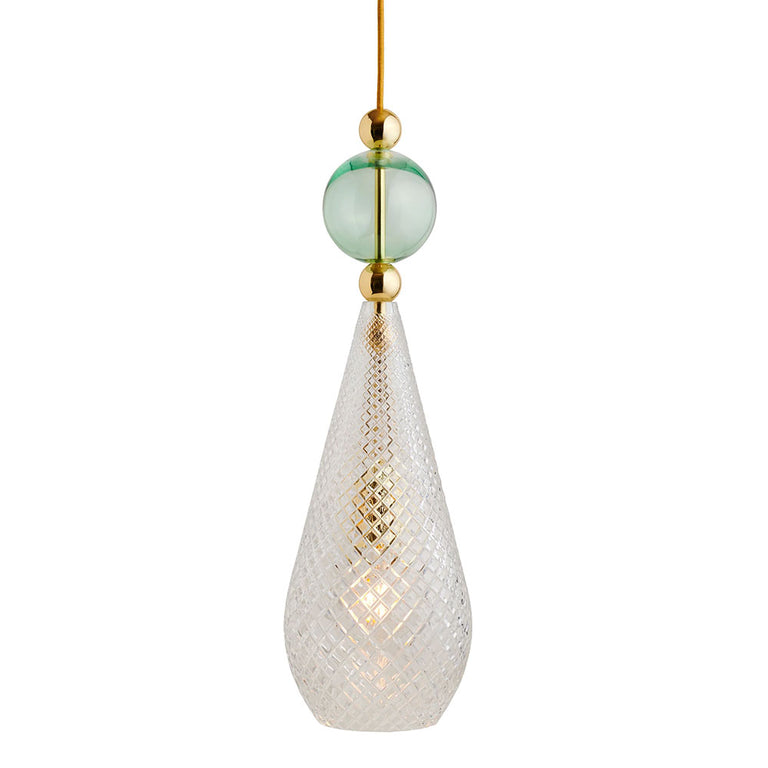 Smykke Large Gold Pendant Crystal Pattern / Forest Green Ball - LA101894