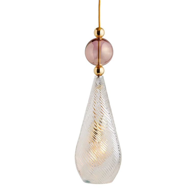 Smykke Large Gold Pendant Crystal Swirl / Obsidian Ball - LA101912