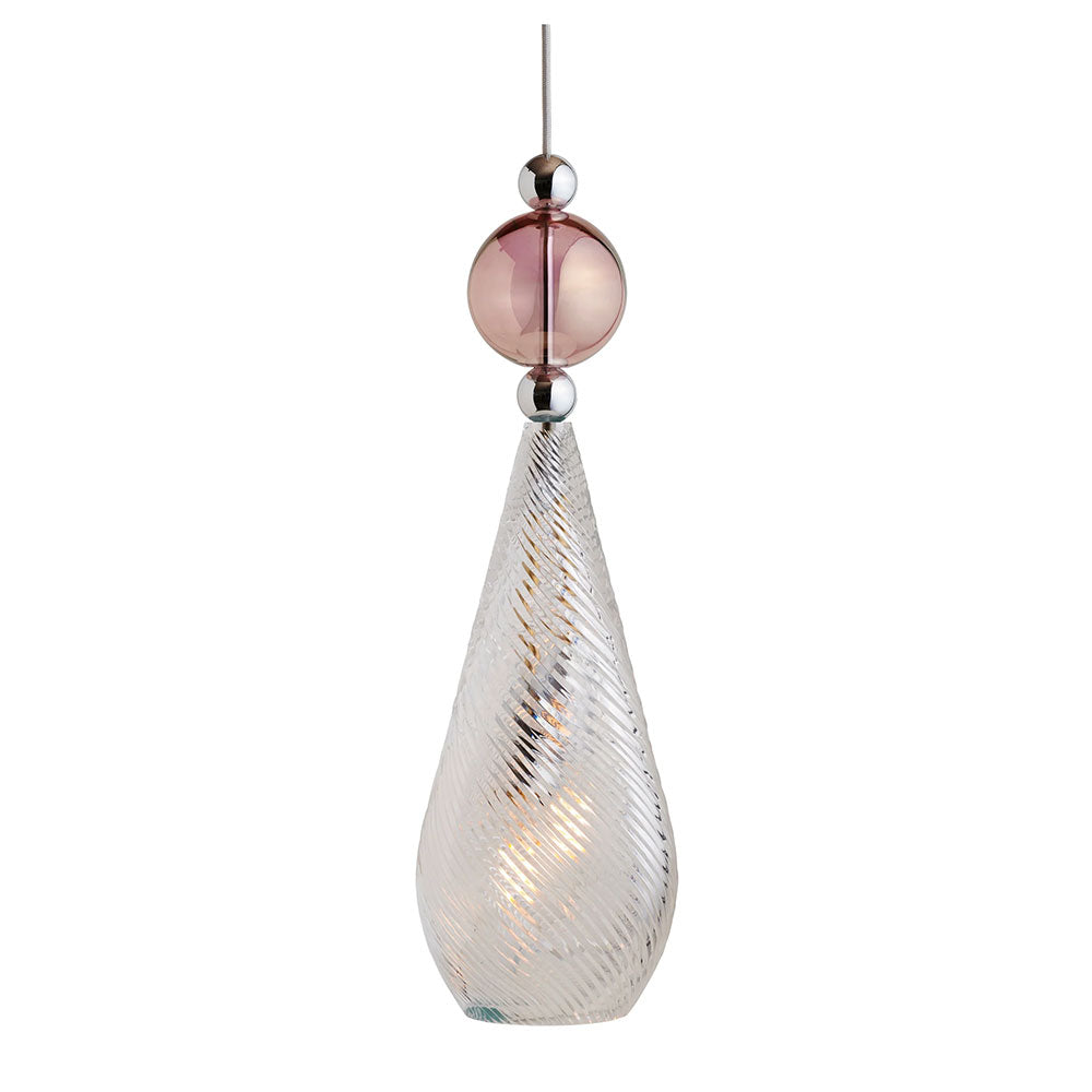 Smykke Large Silver Pendant Crystal Swirl / Obsidian Ball -LA101913