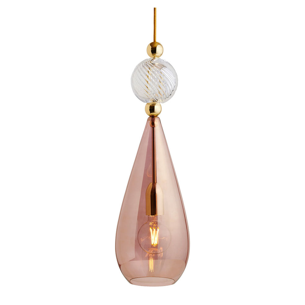 Smykke Large Gold Pendant Obsidian / Crystal Swirl Ball - LA101916